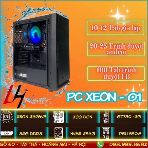 PC XEON 01 - PC Giả Lập Nox Player trên 10 Tab, Bluestack, LDPlayer 