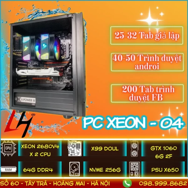 PC XEON 04 - PC Giả Lập Nox Player 25-32, Bluestack, LDPlayer