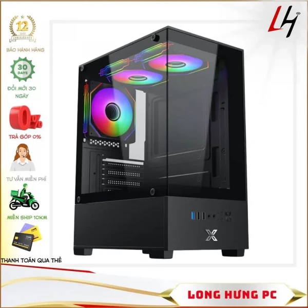 Vỏ case XIGMATEK VIEW 3GF  (mATX/Full Tower/Màu Đen /SẴN 3 FAN LED)