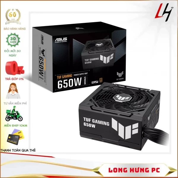 Nguồn Asus TUF Gaming 650W Bronze (80 Plus Bronze/Non Modular/Màu Đen)