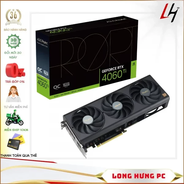 VGA Asus ProArt GeForce RTX 4060 Ti OC 16GB GDDR6