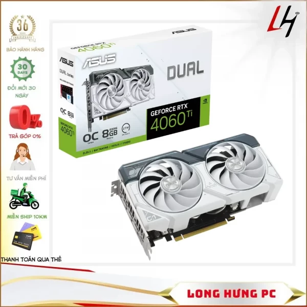 VGA ASUS Dual GeForce RTX™ 4060 Ti White OC Edition 8GB GDDR6