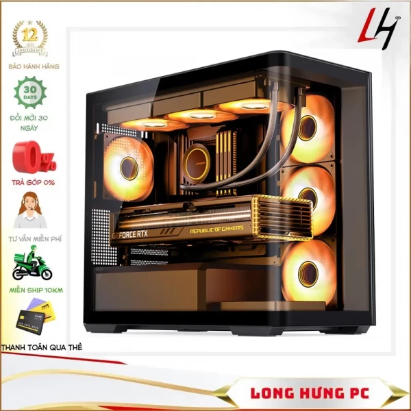 	Vỏ case Jonsbo D300 Black (MATX,màu đen,Kính Cong)