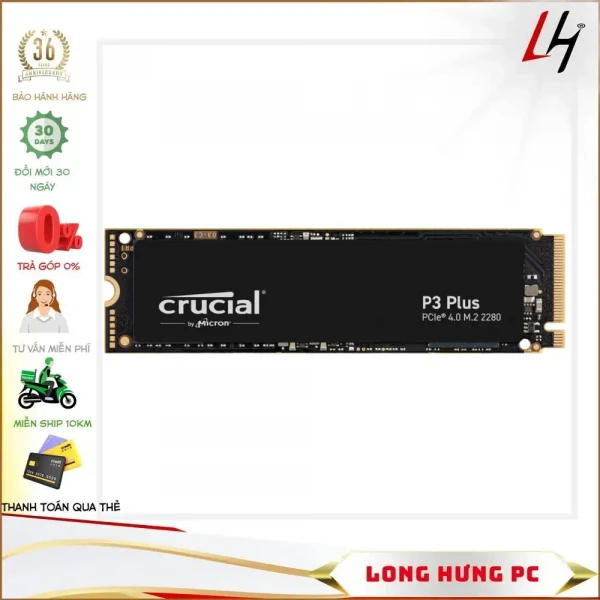 Ổ cứng SSD Crucial P3 Plus 1TB PCIe M.2 2280 Gen 4.0 x4