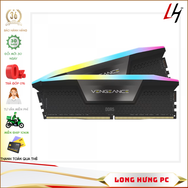 Ram Corsair VENGEANCE RGB 32GB (2x16GB) DDR5 bus 6000MHz Black (CMH32GX5M2E6000C36)