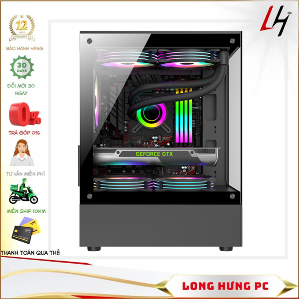 Vỏ case KENOO ESPORT MK100 ( Sẵn 3fan led ) - Màu đen