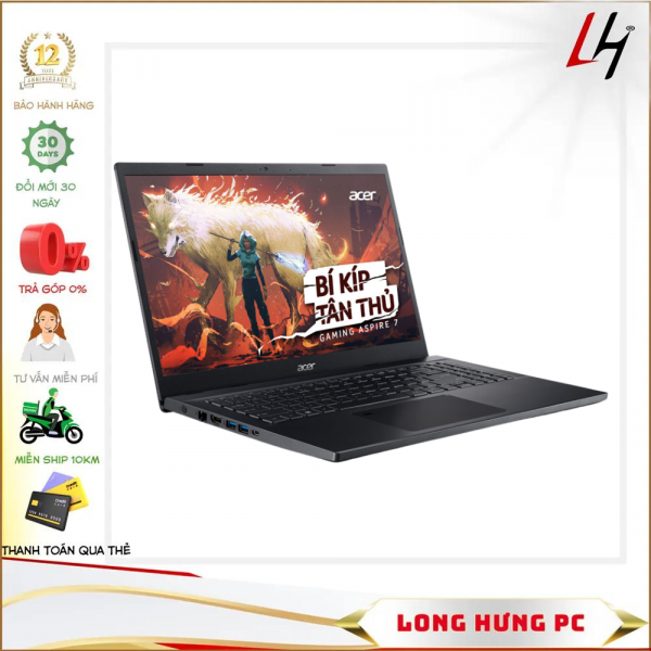 Laptop Acer Aspire 7 A715-76G-59MW(NH.QMYSV.001) (Core i5-12450H | RTX 2050 | 15.6 inch FHD, IPS, 144Hz | 8GB | 512GB SSD, Win 11 | Black Vỏ Nhôm)_ FV