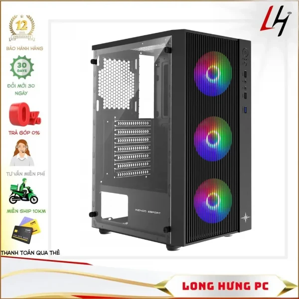 Vỏ case KENOO ESPORT AF13 - 3F Black (Mid Tower / Màu Đen )