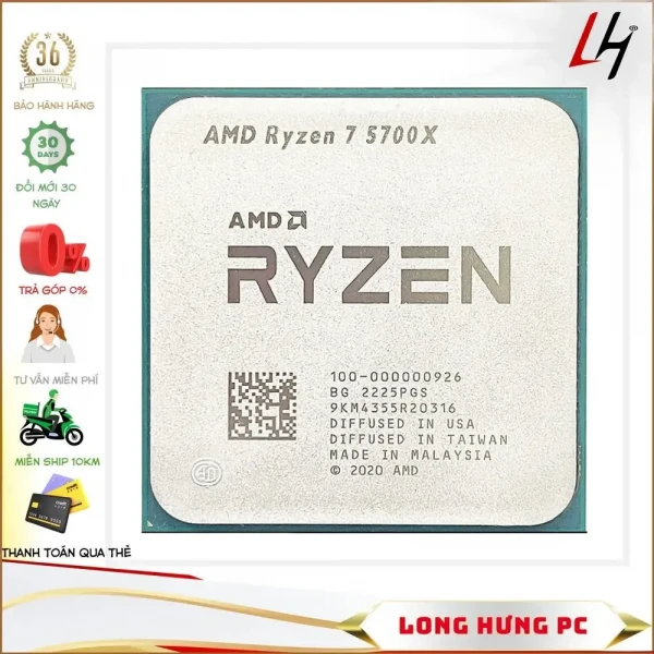 	 CPU AMD Ryzen 7 5700X (3.4 GHz Upto 4.6GHz / 36MB / 8 Cores, 16 Threads / 65W / Socket AM4)