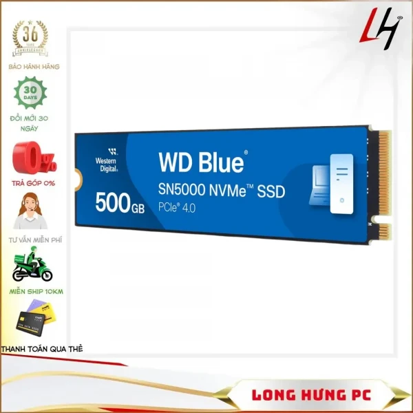 Ổ cứng SSD WD Blue SN5000 500GB NVMe PCIe Gen4 x4 WDS500G4B0E