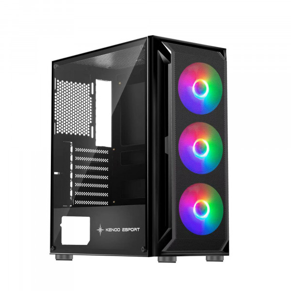 Vỏ Case KENOO ESPORT AF302 - 3F - Mầu Đen (ATX/ 3 Fan RGB)