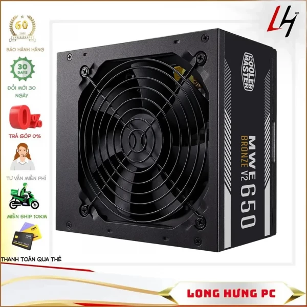 Nguồn Cooler Master MWE Bronze V2 650W Full Range 100 - 240V (80 Plus Bronze/Non Modular)