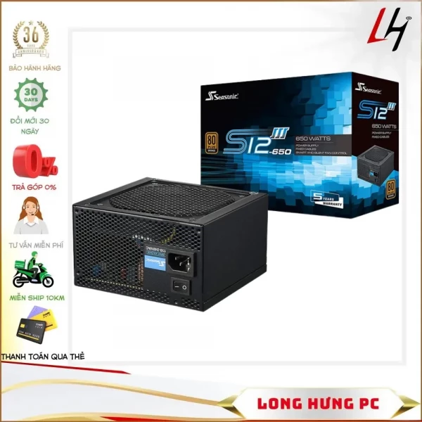 Nguồn Seasonic 650W S12III-650 (80 Plus Bronze/Non Modular)