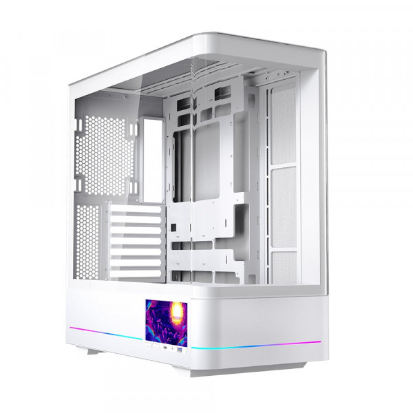 Thùng máy Case Leopard AC-02 | Trắng, kính cong, LCD