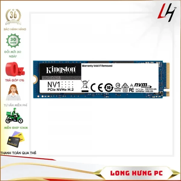 Ổ cứng SSD Kingston NV1 250GB NVMe M.2 2280 PCIe Gen 3 x 4 (Đoc 2100MB/s, Ghi 1100MB/s)