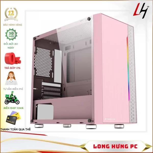 Vỏ case Xigmatek GEMINI QUEEN No FAN (Mid Tower/Màu Hồng)