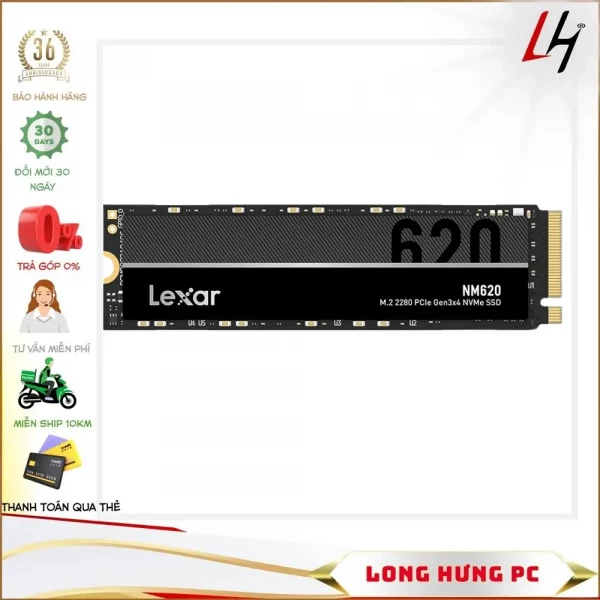 Ổ cứng SSD Lexar NM620 256GB M.2 2280 PCIe 3.0x4 (Đoc 3000MB/s - Ghi 1300MB/s)