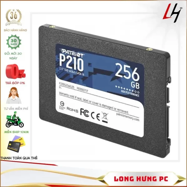 Ổ Cứng SSD Patriot P210 256Gb (2.5 inch Sata III, Đọc 500MB/s - Ghi 400MB/s)