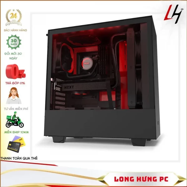 Vỏ Case NZXT H510i (Mid Tower/Màu Đen Đỏ)