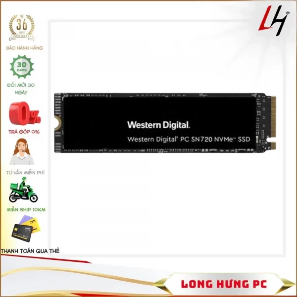 Ổ Cứng SSD Western Digital SN720 NVMe 256GB M.2 2280 PCIe NVMe 3x4 (Đọc 3000MB/s - Ghi 1600MB/s)