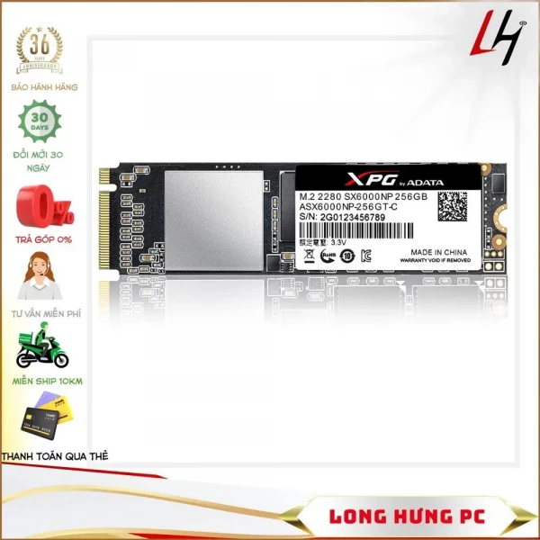 Ổ cứng SSD ADATA XPG SX6000NP LITE 256GB M2 NVMe 2280 (Đọc 1800MB/s - Ghi 1200MB/s)