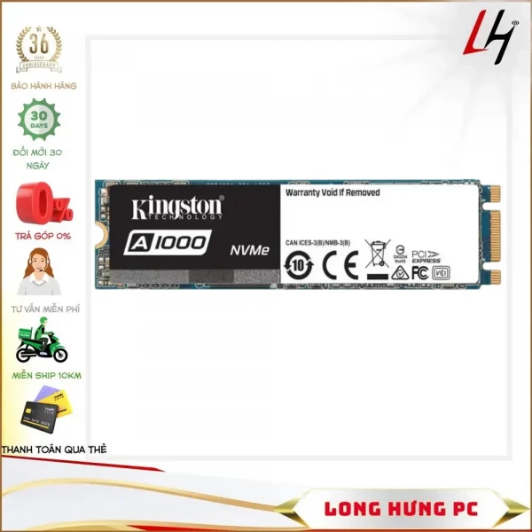 Ổ Cứng SSD Kingston A1000 480GB M.2 2280 NVMe PCIe Gen 3x2 (Đọc 1500MB/s - Ghi 900MB/s)