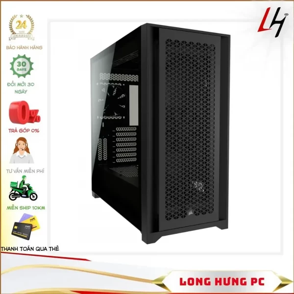 Vỏ máy tính Corsair 5000D Airflow TG Black (Mid Tower/Màu Đen)