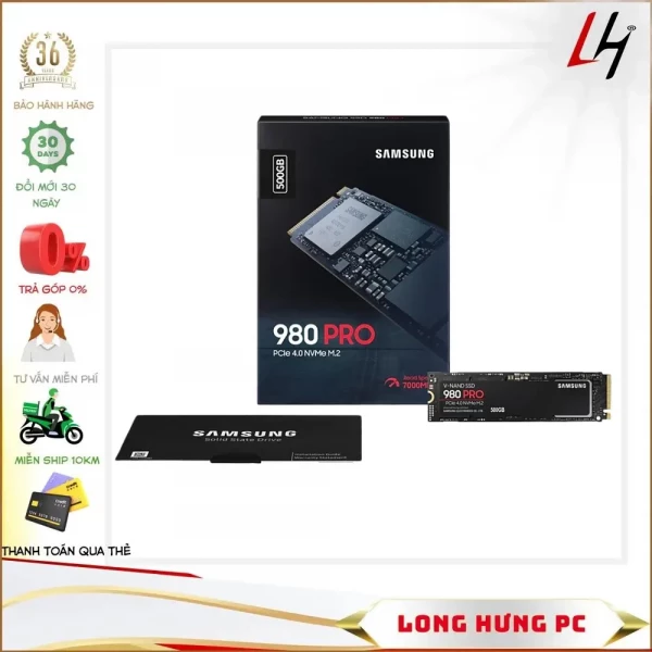 Ổ cứng SSD Samsung 980 PRO 500GB PCIe NVMe 4.0x4 (Đọc 6900MB/s - Ghi 5000MB/s)