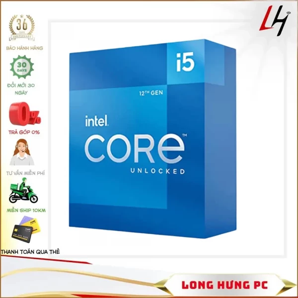 CPU Intel Core i5-12400 (Up To 4.40GHz, 6 Nhân 12 Luồng,18MB Cache, Alder Lake)