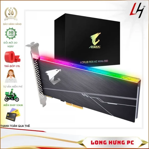 Ổ cứng SSD Gigabyte Aorus RGB 512G AIC M.2 2280 PCIe Gen 3x4 (Đọc 3480MB/s - Ghi 2100MB/s)