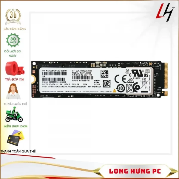 Ổ cứng SSD Samsung PM9A1 512GB M.2 NVMe PCIe Gen 4 x4 (Đọc 6900MB/s - Ghi 5000MB/s)