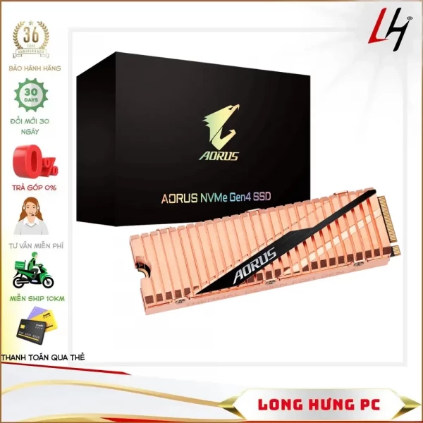 Ổ cứng SSD Gigabyte Aorus 1TB PCIe Gen4 x4 NVMe M.2 (Đọc 5000MB/s - Ghi 4400MB/s) (GP-ASM2NE6100TTTD)