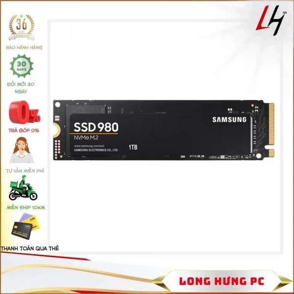 Ổ cứng SSD Samsung 980 1TB PCIe NVMe 3.0x4 (Đọc 3500/s - Ghi 3000MB/s)