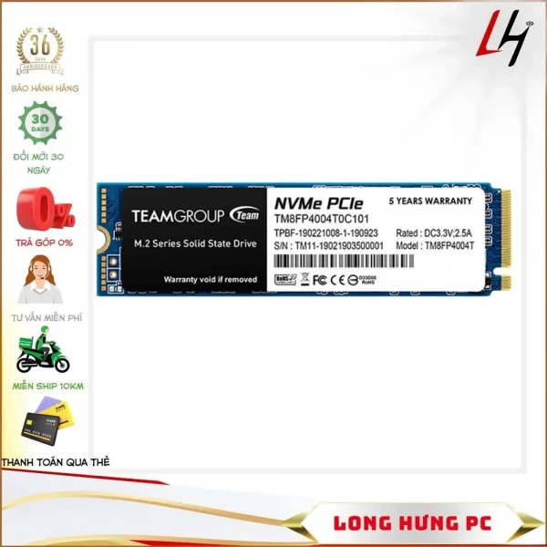 TEAM MP34 1TB NVME M.2 PCIE TBW >1,660TB (Đọc 3400MB/s - Ghi 2900MB/s)