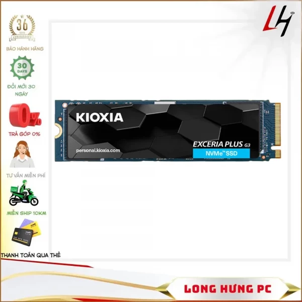 Ổ Cứng SSD Kioxia Plus 1TB M.2 2280 NVMe Bics Flash (Đọc 3400MB/s - Ghi 3200MB/s)