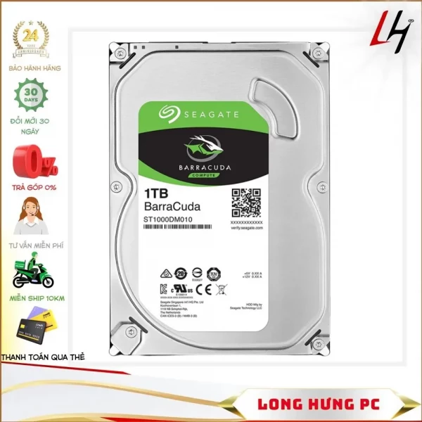 Ổ Cứng HDD Seagate BarraCuda 1TB (3.5 inch, Sata3 6Gb/s, 64MB Cache, 7200rpm)