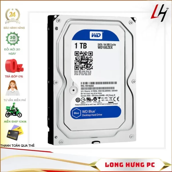 Ổ Cứng HDD Western Caviar Blue 1TB (3.5 inch, Sata3 6Gb/s, 64MB Cache, 7200rpm)