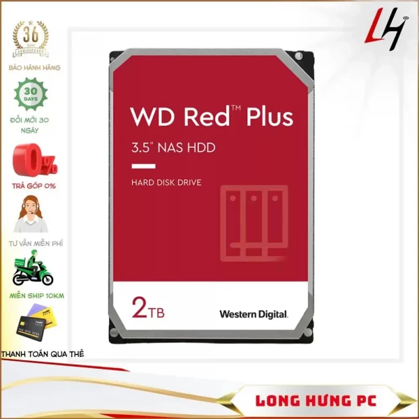 Ổ Cứng HDD Western Red 2TB PLUS NAS (3.5 inch, SATA3 6Gb/s, 128MB Cache, 5400rpm)