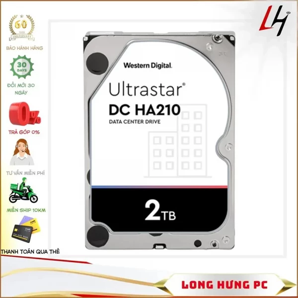 Ổ Cứng HDD Western Enterprise Ultrastar DC HA210 2TB (3.5 inch, Sata3 6Gb/s, 128MB Cache, 7200rpm)