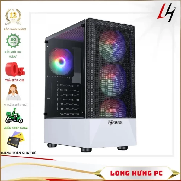 Vỏ Case JETEK SQUID R3 WHITE 3 FAN RGB (Mid Tower/Màu Trắng)