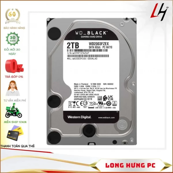 Ổ Cứng HDD Western Digital Caviar Black 2TB (3.5 inch, SATA3 6Gb/s, 64MB Cache, 7200rpm)