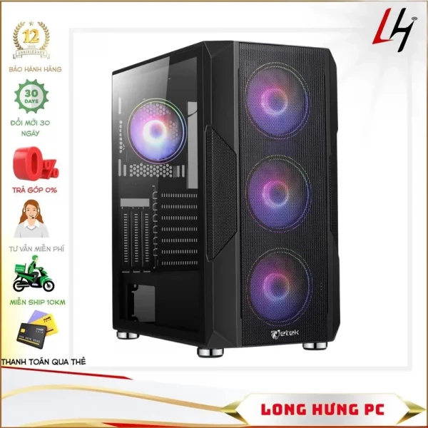 Vỏ Case JETEK SQUID Z4 (E-ATX Tower/Màu Đen) - 3 FAN