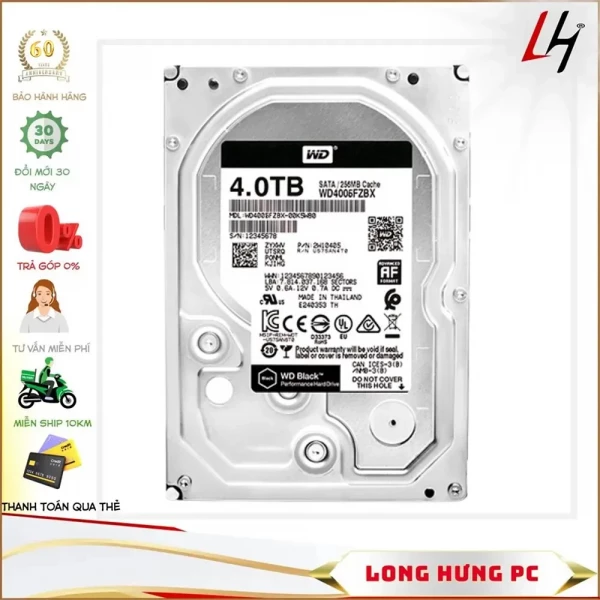 Ổ Cứng HDD WD Caviar Black 4TB (3.5 inch, Sata3 6Gb/s, 256MB Cache, 7200rpm)