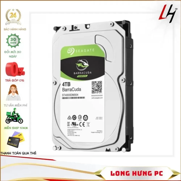 Ổ cứng HDD Seagate Barracuda 4TB (3.5 icnh, SATA3 6Gb/s, 64MB Cache, 5400rpm)