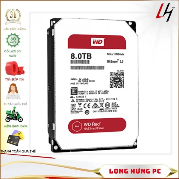 Ổ Cứng HDD Western Red 8TB (3.5 inch, SATA3 6Gb/s, 128MB Cache, 5400rpm)