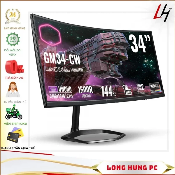 Màn Hình Cooler Master GM34-CW2-US UWQHD (34inch / UWQHD / IPS / 144Hz)