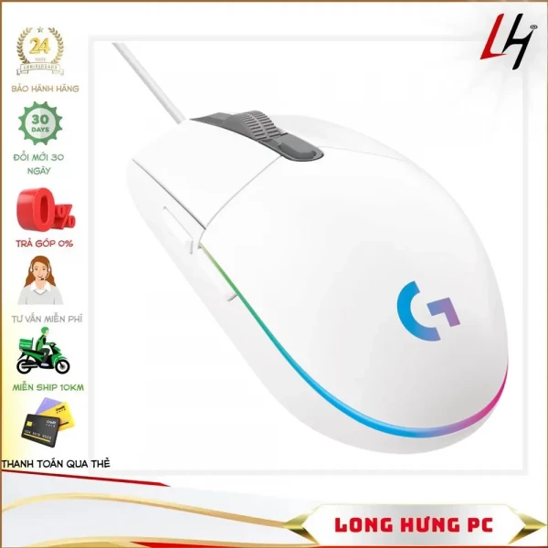 Chuột Gaming Logitech G102 Gen 2 Lightsync White