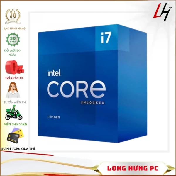 CPU Intel Core i7-11700F (2.50GHz Turbo Up To 4.90GHz, 8 Nhân 16 Luồng, 20M Cache, Rocket Lake)