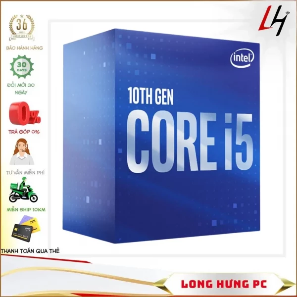 CPU Intel Core i5-10400F (2.90GHz Turbo Up To 4.30GHz, 6 Nhân 12 Luồng, 12MB Cache, LGA 1200)