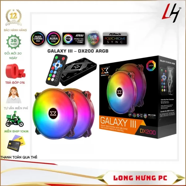 Fan Xigmatek Galaxy III DX200 ARGB (EN46089): HUB FAN (PACK x2, CONTROLLER, POWER HUB)